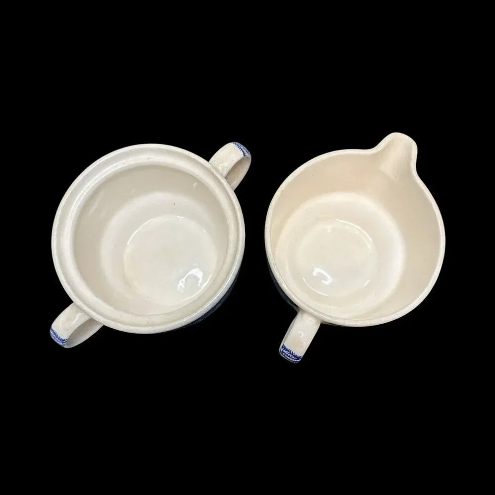 Blue Willow Sugar Bowl No Lid and Creamer Vintage Unmarked